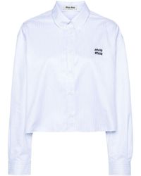 Miu Miu - Striped Crop Shirt - Lyst