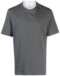 Brunello Cucinelli - Cotton Jersey Crew Neck T-Shirt With Faux-Layering - Lyst