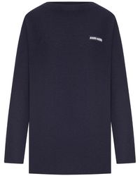 Miu Miu - Logo-Patch Ribbed-Knit Sweater - Lyst