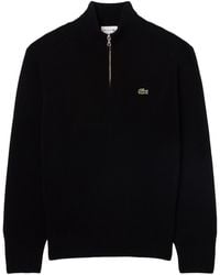 Lacoste - High-neck Wool Sweater With Zip - Lyst