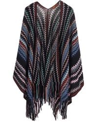 Missoni - Zig-Zag Knit Poncho With Fringes - Lyst