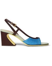 Fendi - Arco Knit And Nappa Leather Sandals - Lyst