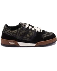 Fendi - Match Ff Jacquard Fabric And Suede Sneakers - Lyst