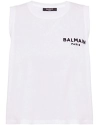 Balmain - Top Con Logo - Lyst