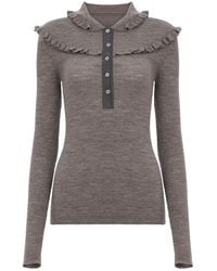 Chloé - Slim-fit Henley Shirt In Ultra-thin Wool Knit - Lyst