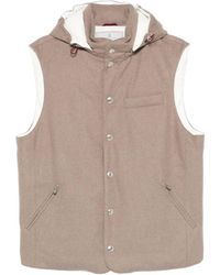 Brunello Cucinelli - Bonded Wool Flannel Down Vest With Detachable Hood - Lyst