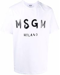 MSGM - Cotton T-Shirt With Logo Print - Lyst