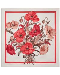 Ferragamo - Poppy Print Silk Scarf - Lyst