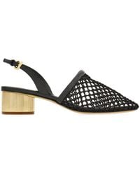 Ferragamo - Elegant Mesh And Leather Slingback Pumps - Lyst