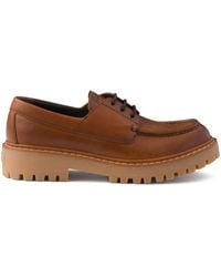 Prada - Laced Leather Loafers - Lyst