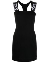 Dolce & Gabbana Logo-strap Detail Mini Dress - Black