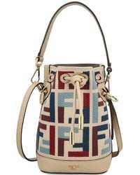 Fendi - Mon Tresor Ff Embroidery Canvas Mini Bucket Bags - Lyst