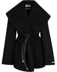 Sportmax - Wrap Coat In Wool With Leather Belt - Lyst