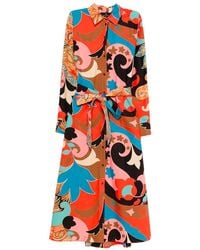 Etro - Midi Dress With Belt - Lyst