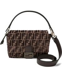 Fendi - Mamma Baguette Medium Jacquard Ff Velvet Bag - Lyst