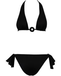 Fisico - Ruffled Triangle Bikini With Ring - Lyst