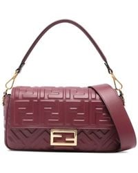 Fendi - Medium Baguette Bag With Embossed Iconic Ff Motif - Lyst