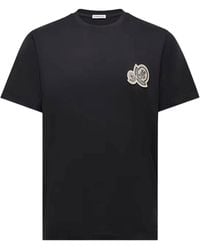 Moncler - Cotton T-Shirt With Double Logo Patch - Lyst
