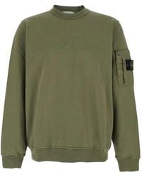 Stone Island - Regular Fit Crewneck Midweight Sweatshirt With Pocket - Lyst