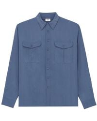 Saint Laurent - Viscose And Silk Shirt With Padded Shoulders - Lyst