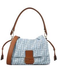 Fendi - Mamma Baguette Medium Ff Denim Bag - Lyst