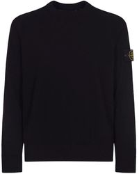 Stone Island - Lightweight Wool Crew Neck Sweater With Raglan Sleeves - Lyst