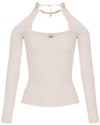 Elisabetta Franchi - Knit Top With Jewel Detail - Lyst