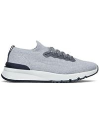 Brunello Cucinelli - Runners In Cotton And Semi-gloss Calf Leather - Lyst