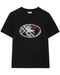 Burberry - Check Knight Stamp Cotton T-Shirt - Lyst