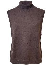 Brunello Cucinelli - High Neck Sleeveless Top - Lyst