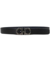 Ferragamo - Reversible Adjustable Semi-Matte Gancini Hook Belt - Lyst