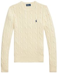 Polo Ralph Lauren - Cable-Knit Slim Fit Cotton Crewneck Jumper Clothing - Lyst