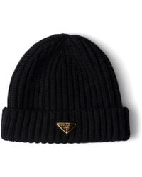 Prada - Mélange Wool Beanie Accessories - Lyst