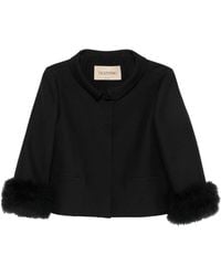 Valentino Garavani - Crop Jacket In Wool And Silk Wit - Lyst