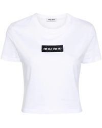Miu Miu - Sequin Logo T-shirt - Lyst