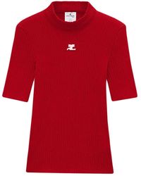 Courreges - Reedition Short Sleeves Ribbed Knitted Sweater - Lyst