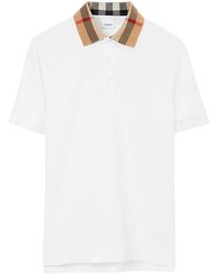 Burberry - Check Collar Polo Shirt - Lyst