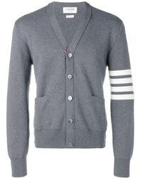 Thom Browne - 4-Bar Cotton Cardigan With V-Neck - Lyst