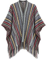 Missoni - Zig-Zag Knit Poncho With Fringes - Lyst
