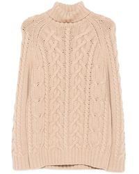 Brunello Cucinelli - Cable Knit Cashmere Sweater With High Collar - Lyst