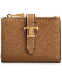 Tod's - Leather Wallet With Strap And Mini T Timeless Accessory - Lyst