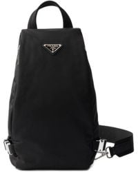 Prada - Backpack In Black Re-nylon And Saffiano Leather - Lyst
