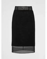 Prada - Wool And Crinoline Midi-skirt - Lyst