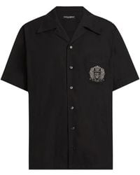 Dolce & Gabbana - Emblem Appliqué Short Sleeve Shirt - Lyst