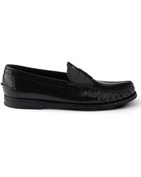 Prada - Brushed Leather Loafers - Lyst