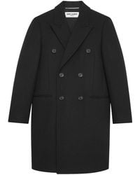 Saint Laurent - Cappotto In Lana Doppiopetto - Lyst