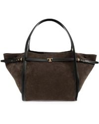 Tod's - Medium Suede Leather T Signature Shopping Bag - Lyst