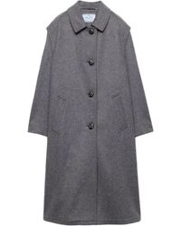 Prada - Single-Breasted Loden Wool Coat - Lyst