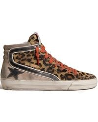 Golden Goose - "Slide" Horsy And Suede Upper Horsy Toe And Tongue Laminated Leather Star And Wave Shoes - Lyst