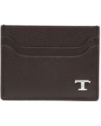 Tod's - Grained Leather Cardholder With Metal T Timeless Logo - Lyst